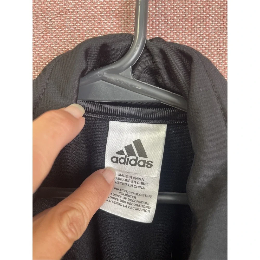 Adidas Kid's Classic Full Zip Black/ White Stripes Track Jacket‎ Size LG 14/16